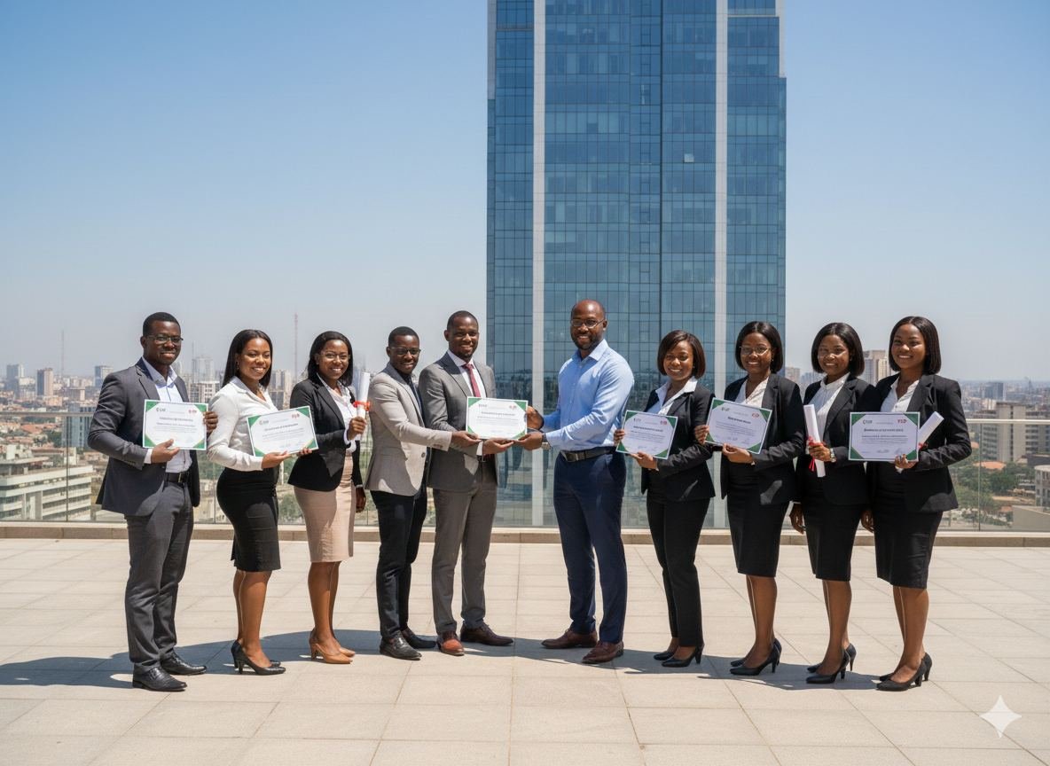 Participantes com os certificados de formação